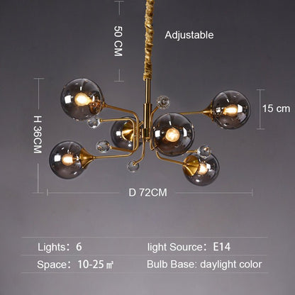 Glass Globes Chandelier|Sputnik Ceiling Fixtures Light|Magic Bean Mid Century Pendant-Nobipets