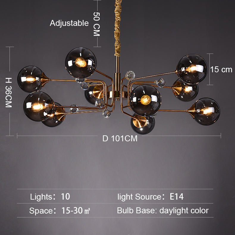 Glass Globes Chandelier|Sputnik Ceiling Fixtures Light|Magic Bean Mid Century Pendant-Nobipets
