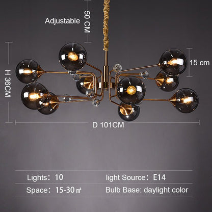 Glass Globes Chandelier|Sputnik Ceiling Fixtures Light|Magic Bean Mid Century Pendant-Nobipets