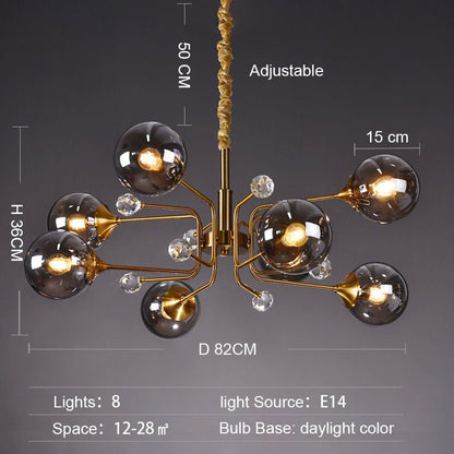 Glass Globes Chandelier|Sputnik Ceiling Fixtures Light|Magic Bean Mid Century Pendant-Nobipets