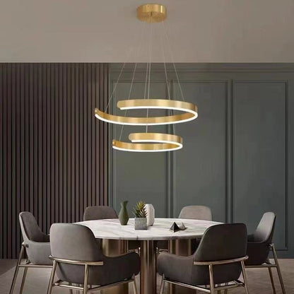 Gold Ring LED Chandelier Light With Wrought Iron Accents For Living Room-Nobipets