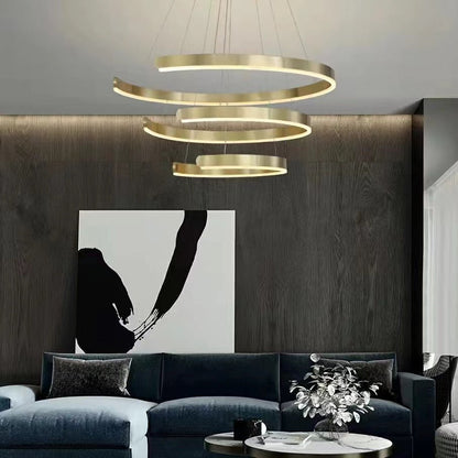 Gold Ring LED Chandelier Light With Wrought Iron Accents For Living Room-Nobipets