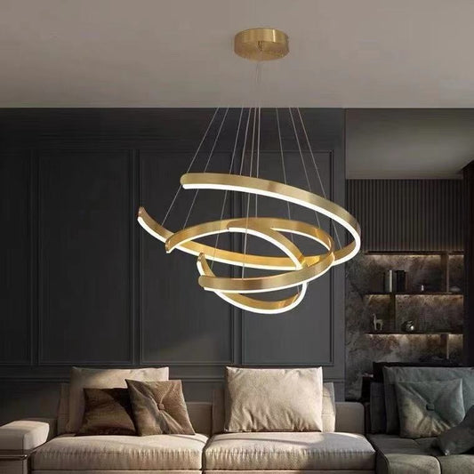 Gold Ring LED Chandelier Light With Wrought Iron Accents For Living Room-Nobipets
