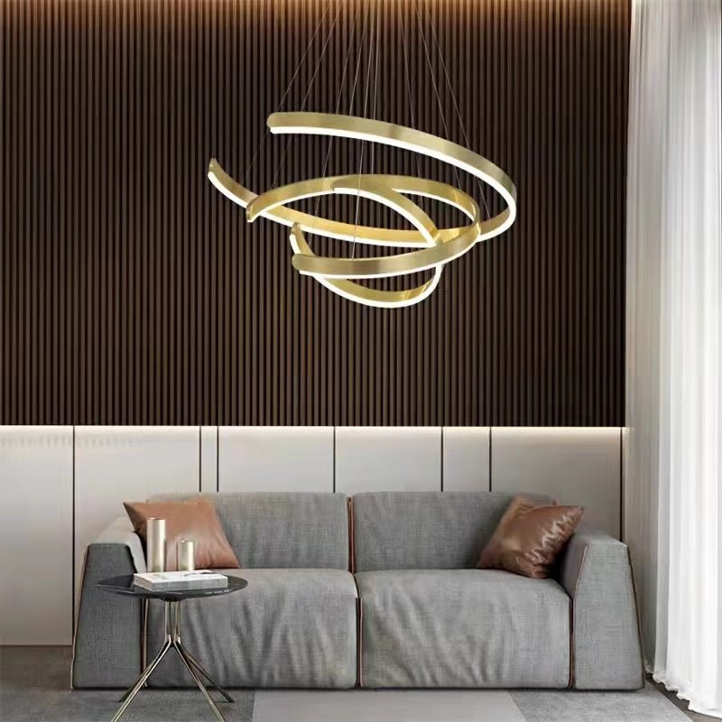 Gold Ring LED Chandelier Light With Wrought Iron Accents For Living Room-Nobipets