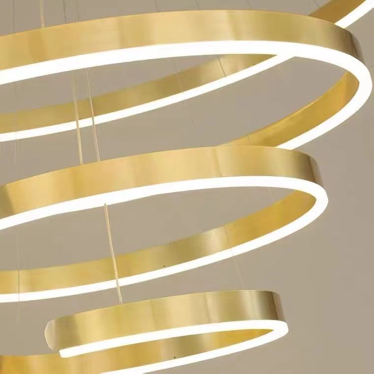Gold Ring LED Chandelier Light With Wrought Iron Accents For Living Room-Nobipets