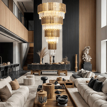 Golden Pisa Crystal Chandelier 70'' 78''H-Nobipets