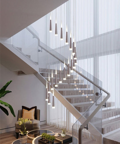 Golden/Black LED Hanging Meteor Rain Staircase Chandelier-Nobipets