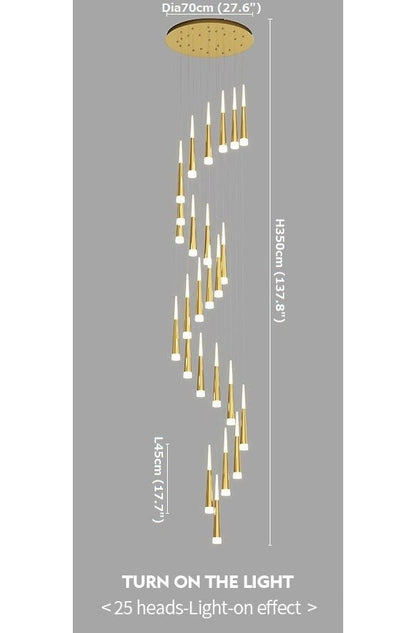Golden/Black LED Hanging Meteor Rain Staircase Chandelier-Nobipets