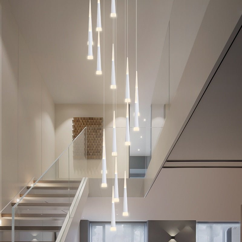Golden/Black LED Hanging Meteor Rain Staircase Chandelier-Nobipets
