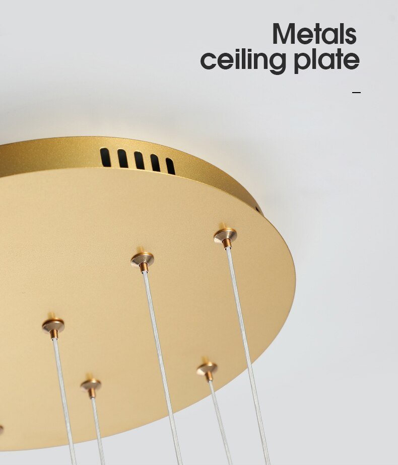 Golden/Black LED Hanging Meteor Rain Staircase Chandelier-Nobipets