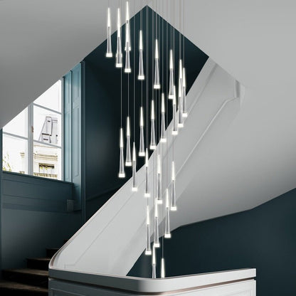 Golden/Black LED Hanging Meteor Rain Staircase Chandelier-Nobipets