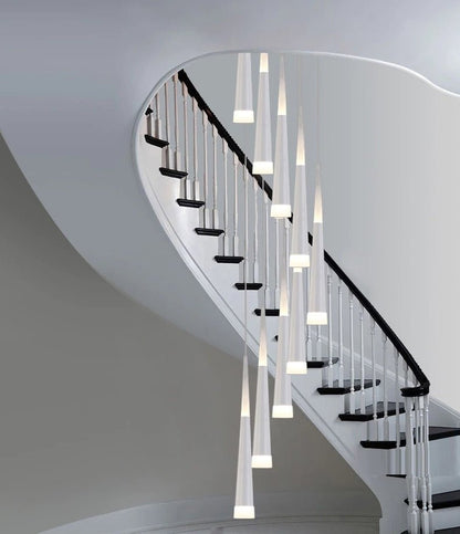 Golden/Black LED Hanging Meteor Rain Staircase Chandelier-Nobipets
