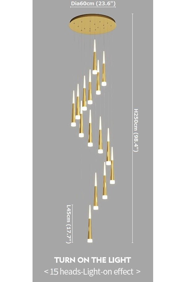 Golden/Black LED Hanging Meteor Rain Staircase Chandelier-Nobipets