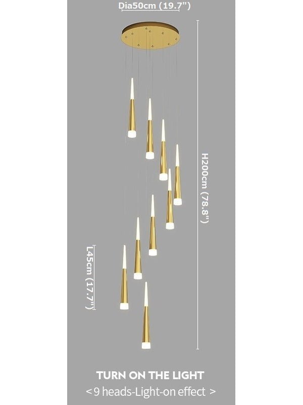 Golden/Black LED Hanging Meteor Rain Staircase Chandelier-Nobipets