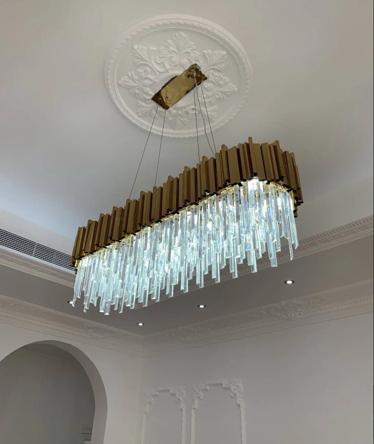 Gold/Silver Round Modern Tiered Metal Crystal Chandelier-Nobipets