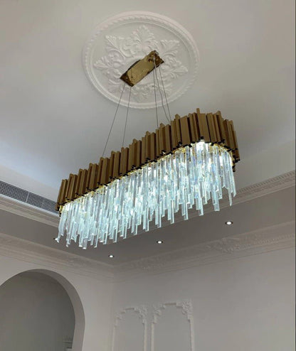Gold/Silver Round Modern Tiered Metal Crystal Chandelier-Nobipets