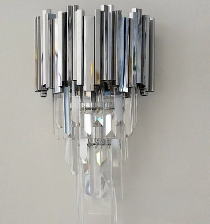 Gold/Silver Round Modern Tiered Metal Crystal Chandelier-Nobipets