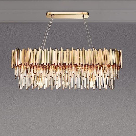 Gold/Silver Round Modern Tiered Metal Crystal Chandelier-Nobipets