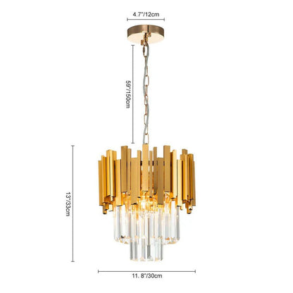 Gold/Silver Round Modern Tiered Metal Crystal Chandelier-Nobipets