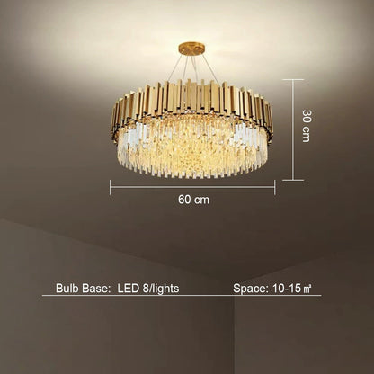 Gold/Silver Round Modern Tiered Metal Crystal Chandelier-Nobipets
