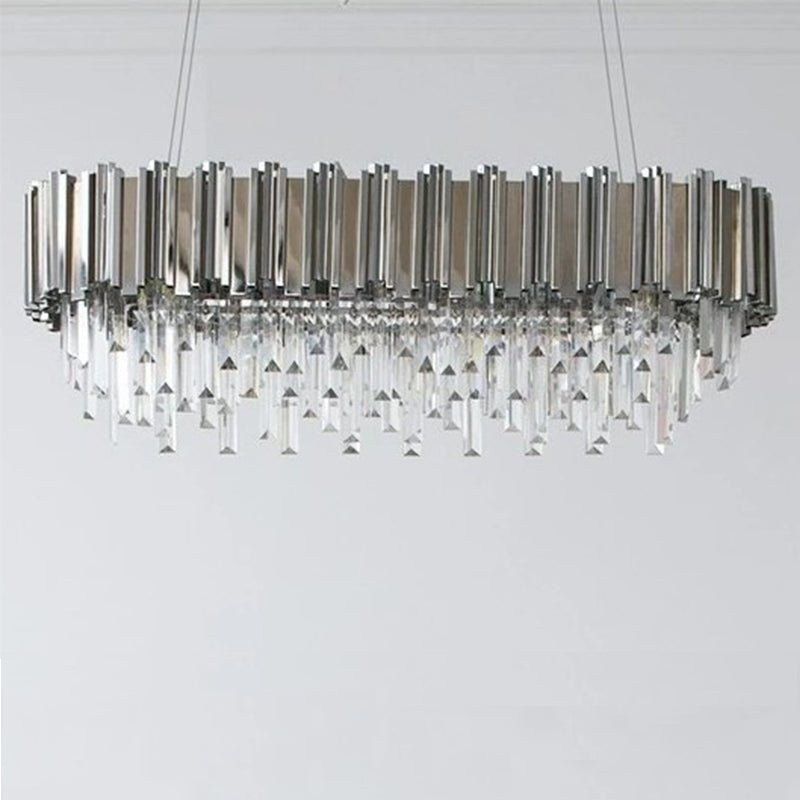 Gold/Silver Round Modern Tiered Metal Crystal Chandelier-Nobipets
