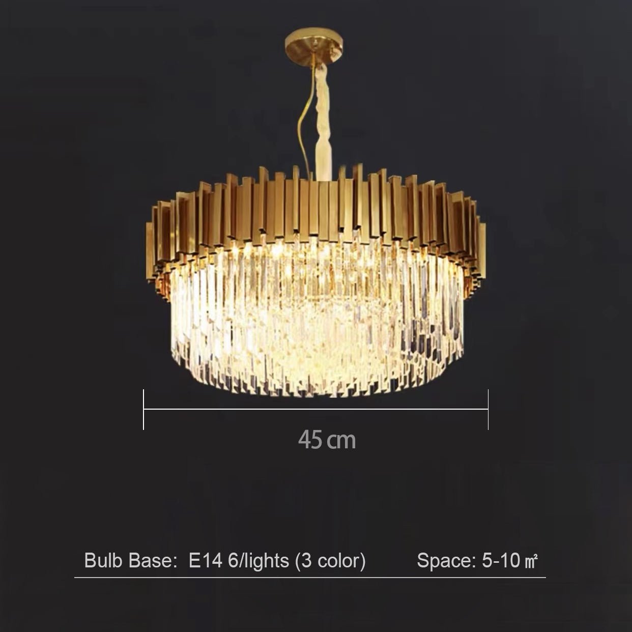Gold/Silver Round Modern Tiered Metal Crystal Chandelier-Nobipets