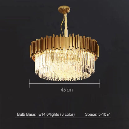 Gold/Silver Round Modern Tiered Metal Crystal Chandelier-Nobipets