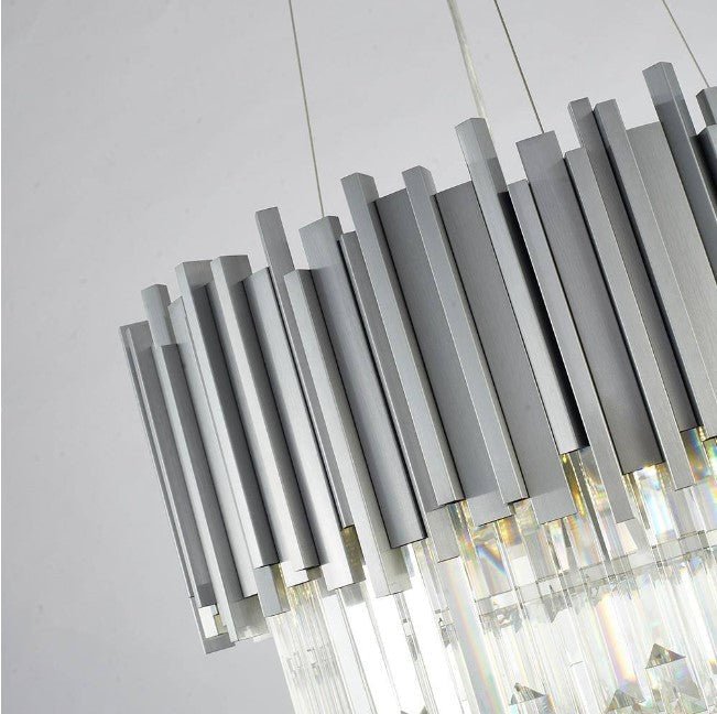 Gold/Silver Round Modern Tiered Metal Crystal Chandelier-Nobipets