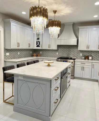 Gold/Silver Round Modern Tiered Metal Crystal Chandelier-Nobipets