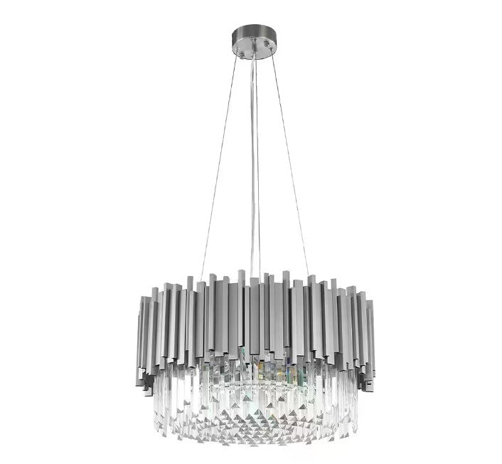 Gold/Silver Round Modern Tiered Metal Crystal Chandelier-Nobipets