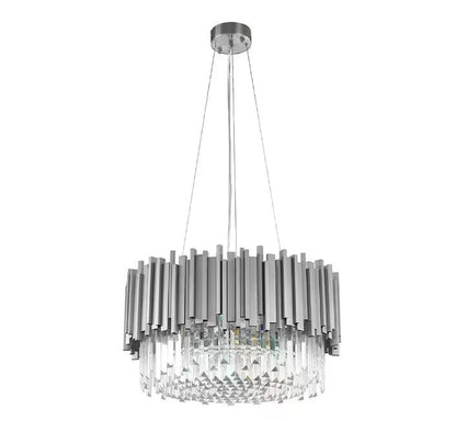 Gold/Silver Round Modern Tiered Metal Crystal Chandelier-Nobipets