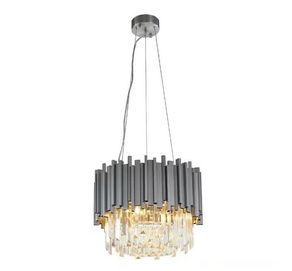 Gold/Silver Round Modern Tiered Metal Crystal Chandelier-Nobipets
