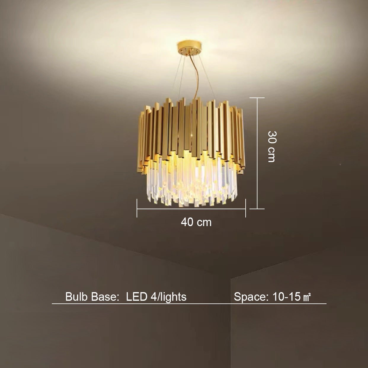 Gold/Silver Round Modern Tiered Metal Crystal Chandelier-Nobipets