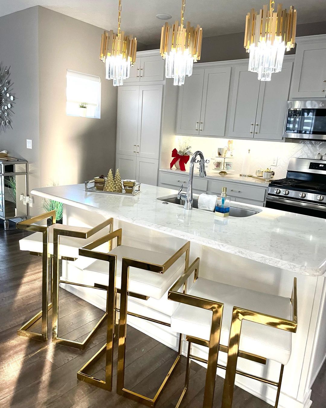 Gold/Silver Round Modern Tiered Metal Crystal Chandelier-Nobipets