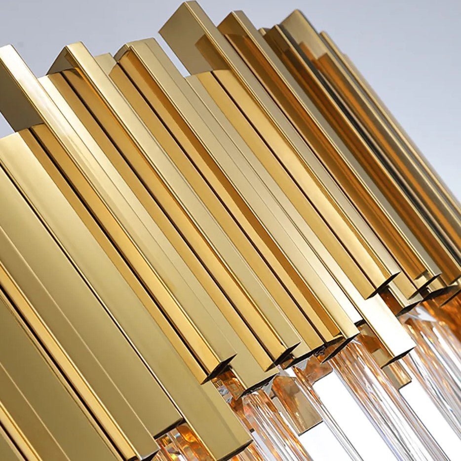 Gold/Silver Round Modern Tiered Metal Crystal Chandelier-Nobipets