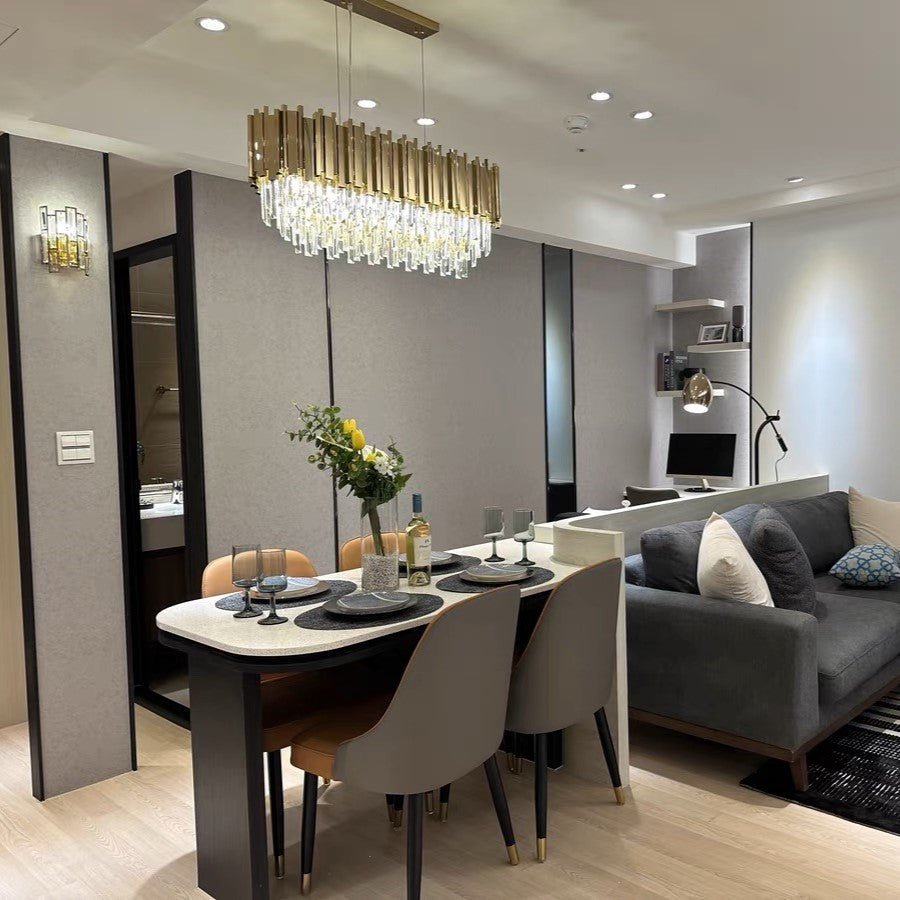 Gold/Silver Round Modern Tiered Metal Crystal Chandelier-Nobipets