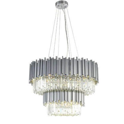 Gold/Silver Round Modern Tiered Metal Crystal Chandelier-Nobipets