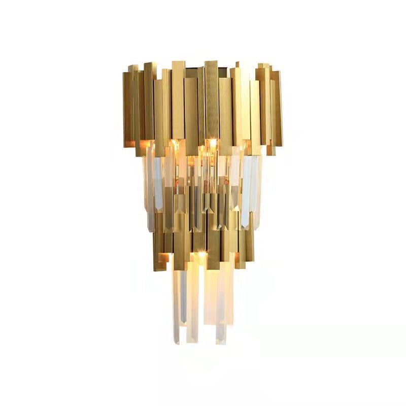 Gold/Silver Round Modern Tiered Metal Crystal Chandelier-Nobipets