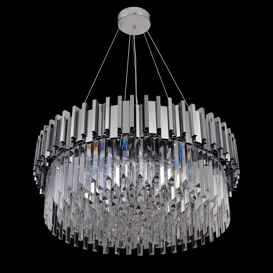 Gold/Silver Round Modern Tiered Metal Crystal Chandelier-Nobipets