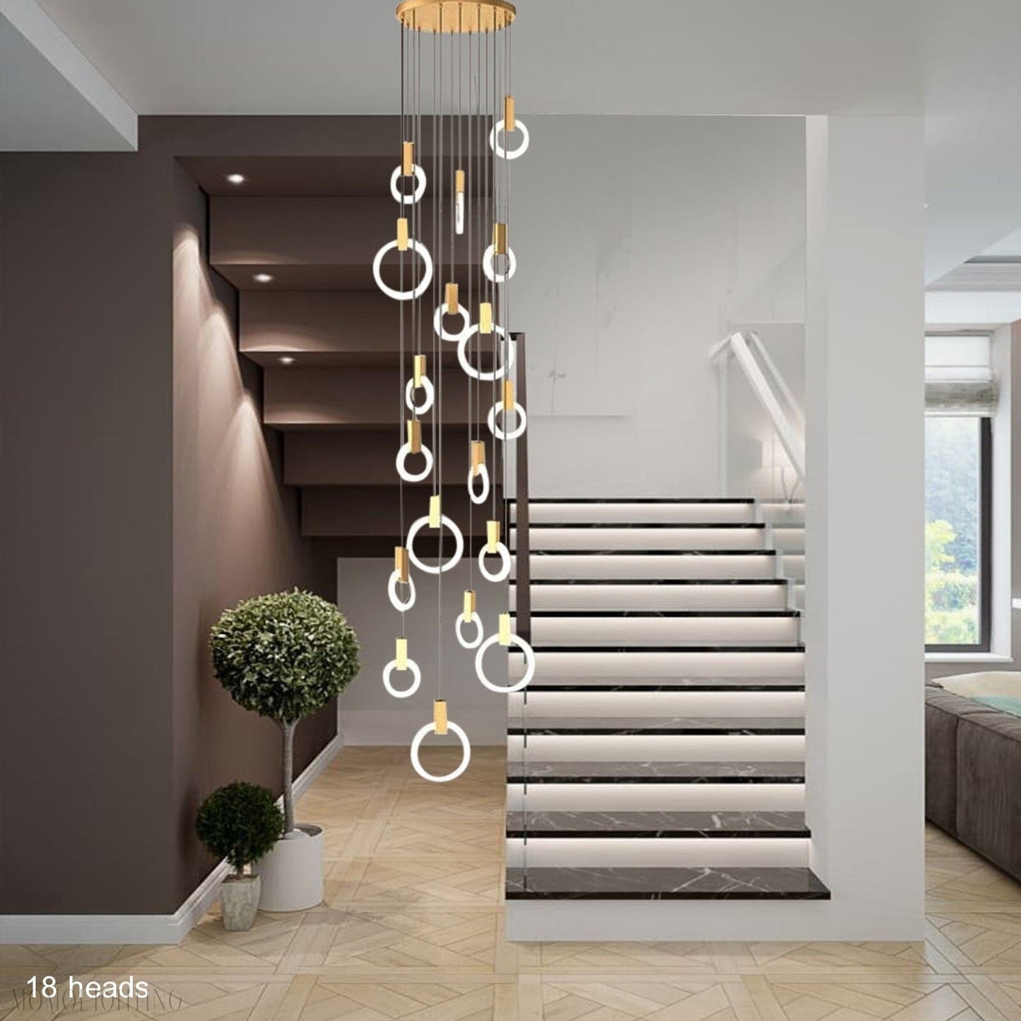 Halo Foyer & Staircase Ring Chandelier-Nobipets