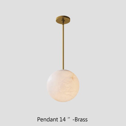 Hand-Carved Alabaster Globe Pendant