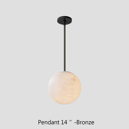 Hand-Carved Alabaster Globe Pendant