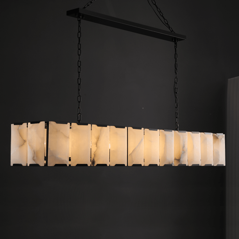 Harlow Calcite Rectangle Chandelier-Nobipets