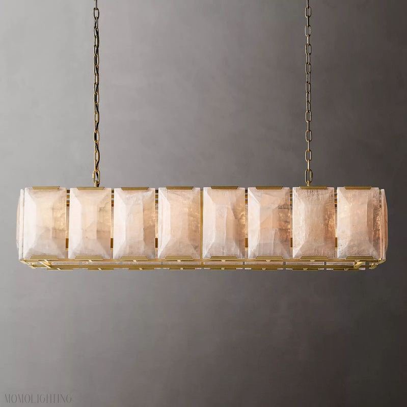 Harlow Calcite Rectangle Chandelier-Nobipets