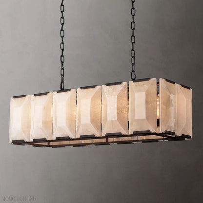 Harlow Calcite Rectangle Chandelier-Nobipets