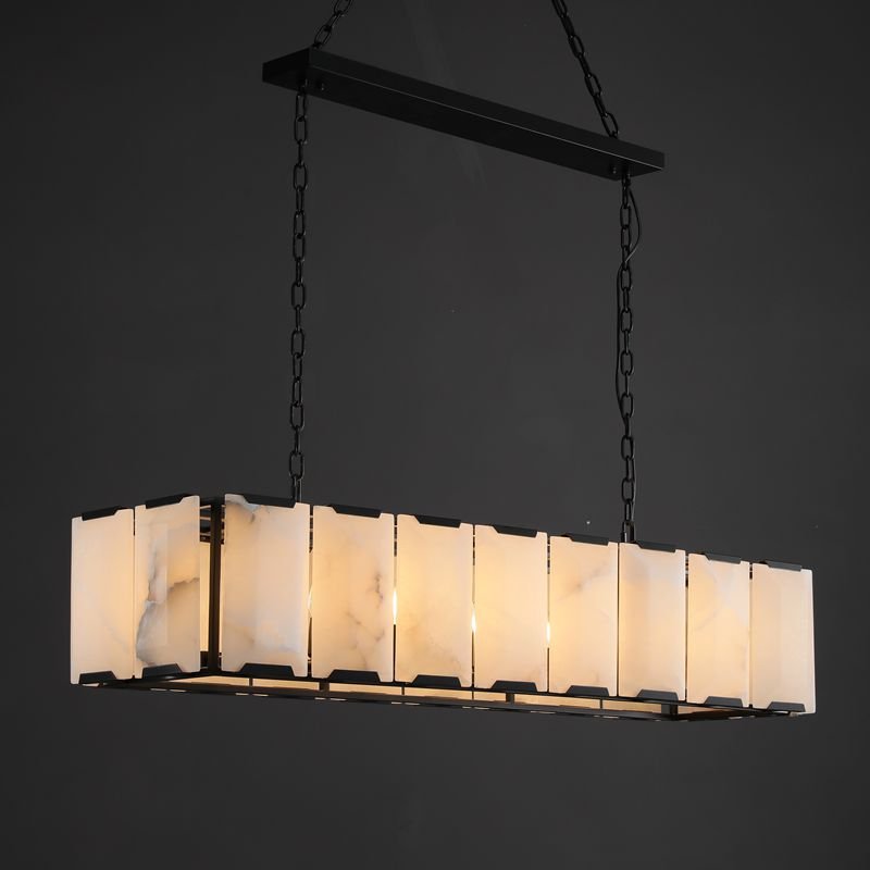 Harlow Calcite Rectangle Chandelier-Nobipets