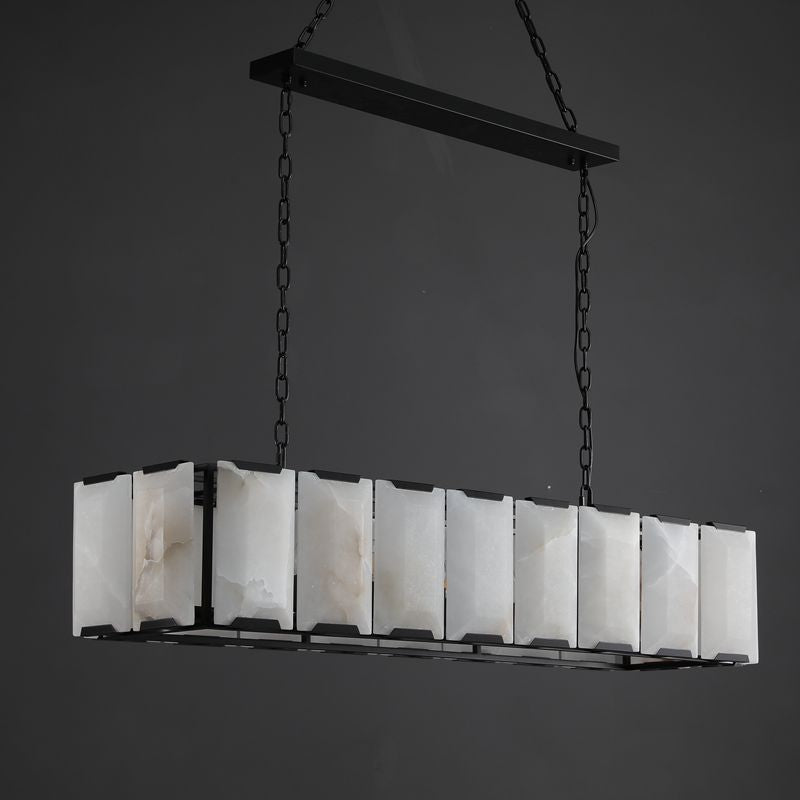 Harlow Calcite Rectangle Chandelier-Nobipets