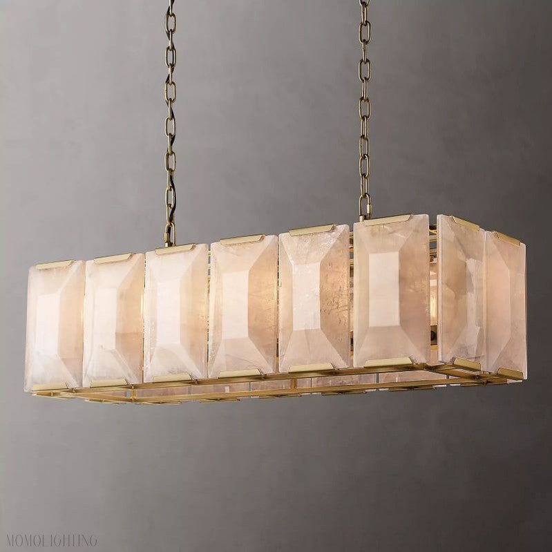 Harlow Calcite Rectangle Chandelier-Nobipets