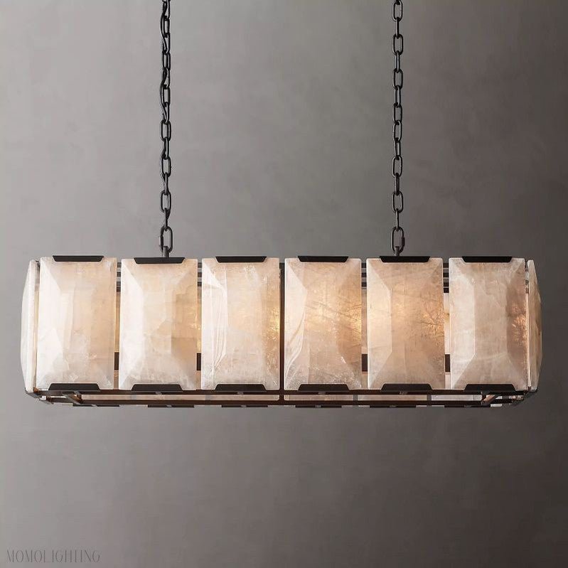Harlow Calcite Rectangle Chandelier-Nobipets