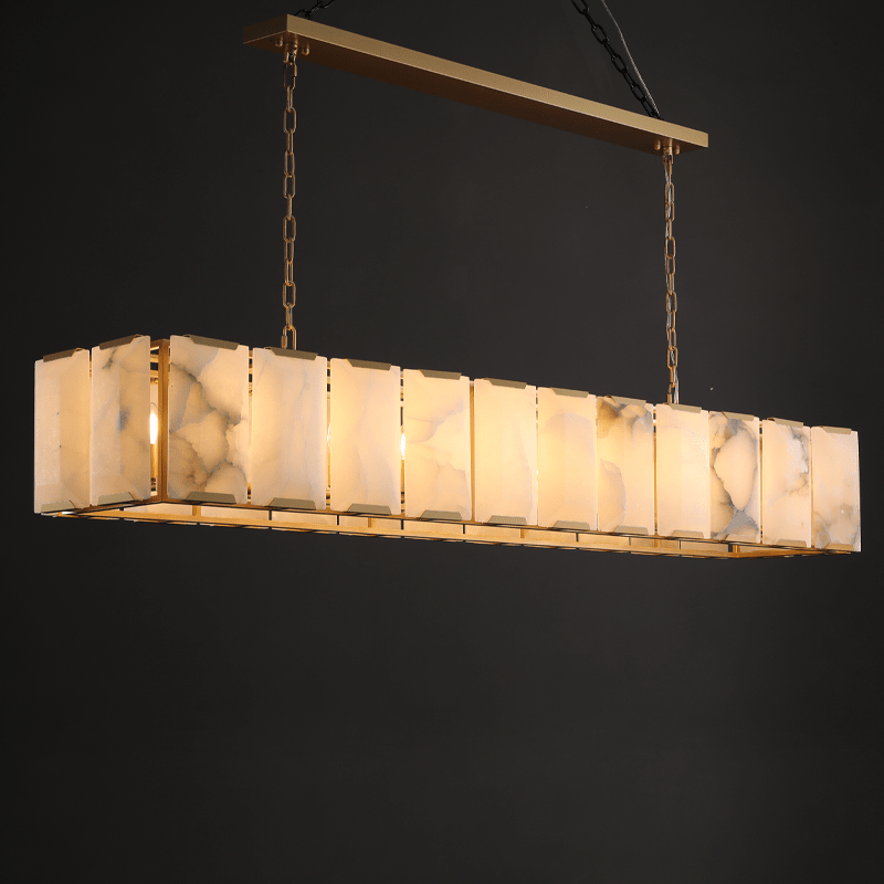 Harlow Calcite Rectangle Chandelier-Nobipets